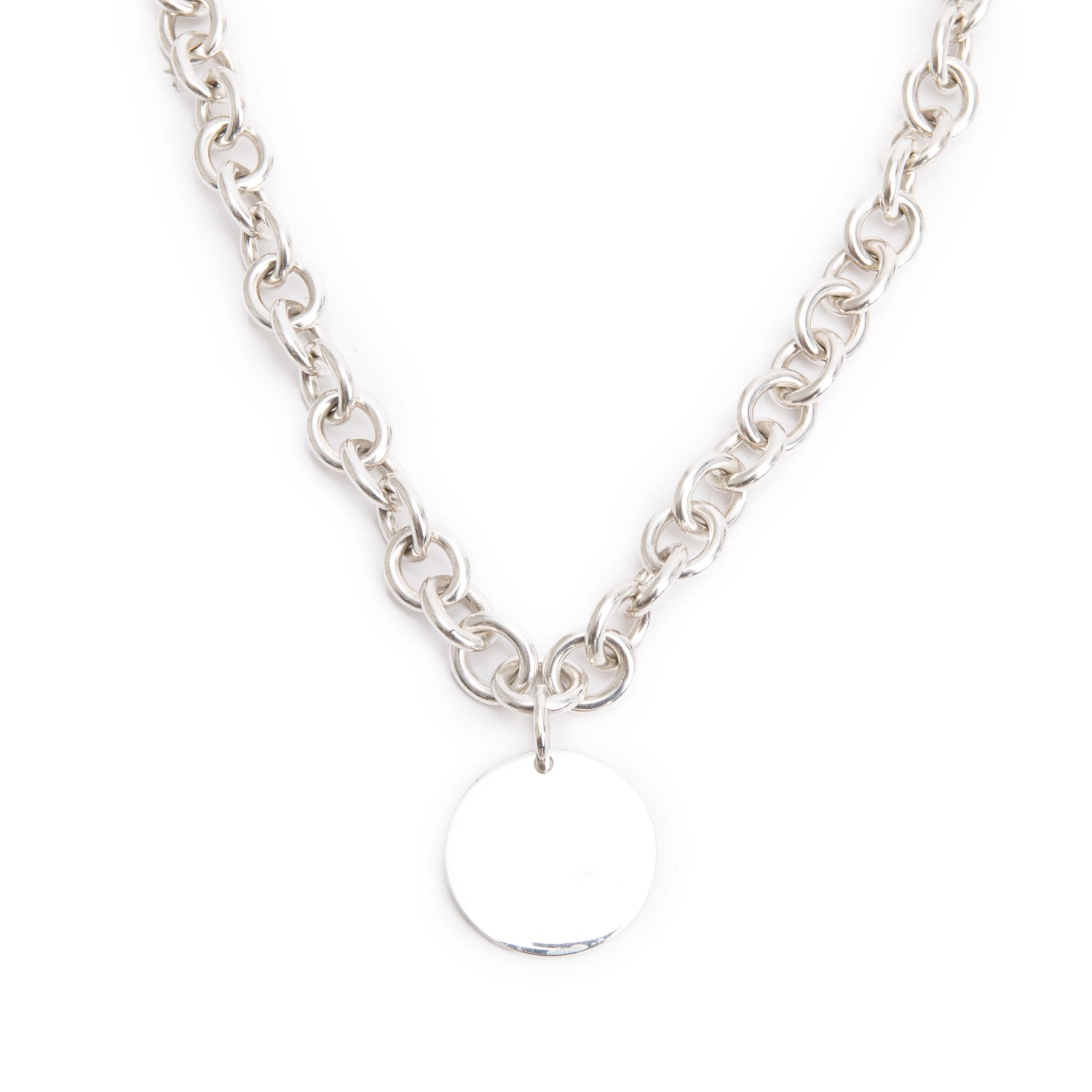 Tiffany & Co. Sterling Silver Round Tag Link Necklace