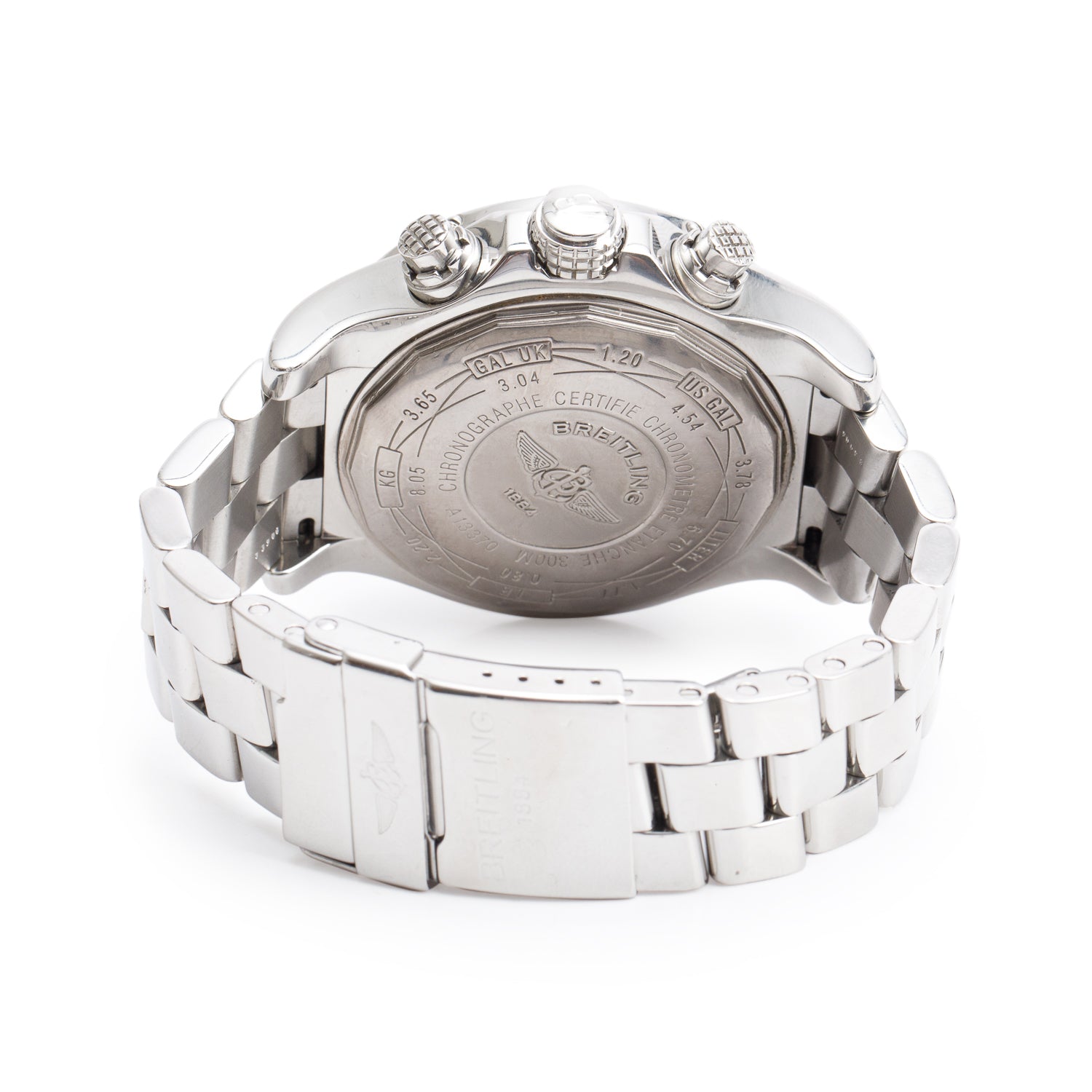 Breitling Stainless Steel Diamond Bezel Super Avenger 48 MM Automatic Chronograph Watch White Dial A13370