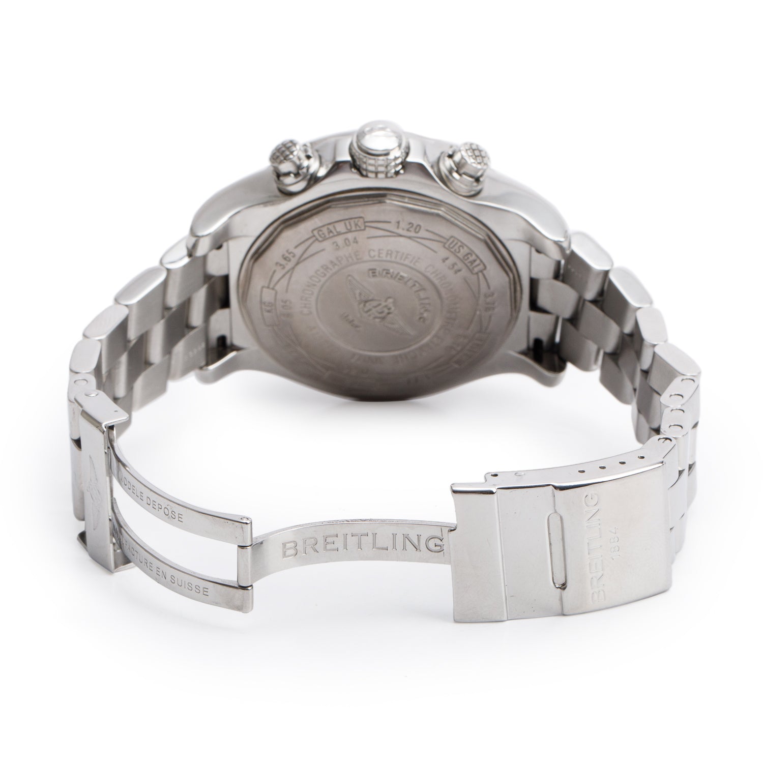 Breitling Stainless Steel Diamond Bezel Super Avenger 48 MM Automatic Chronograph Watch White Dial A13370