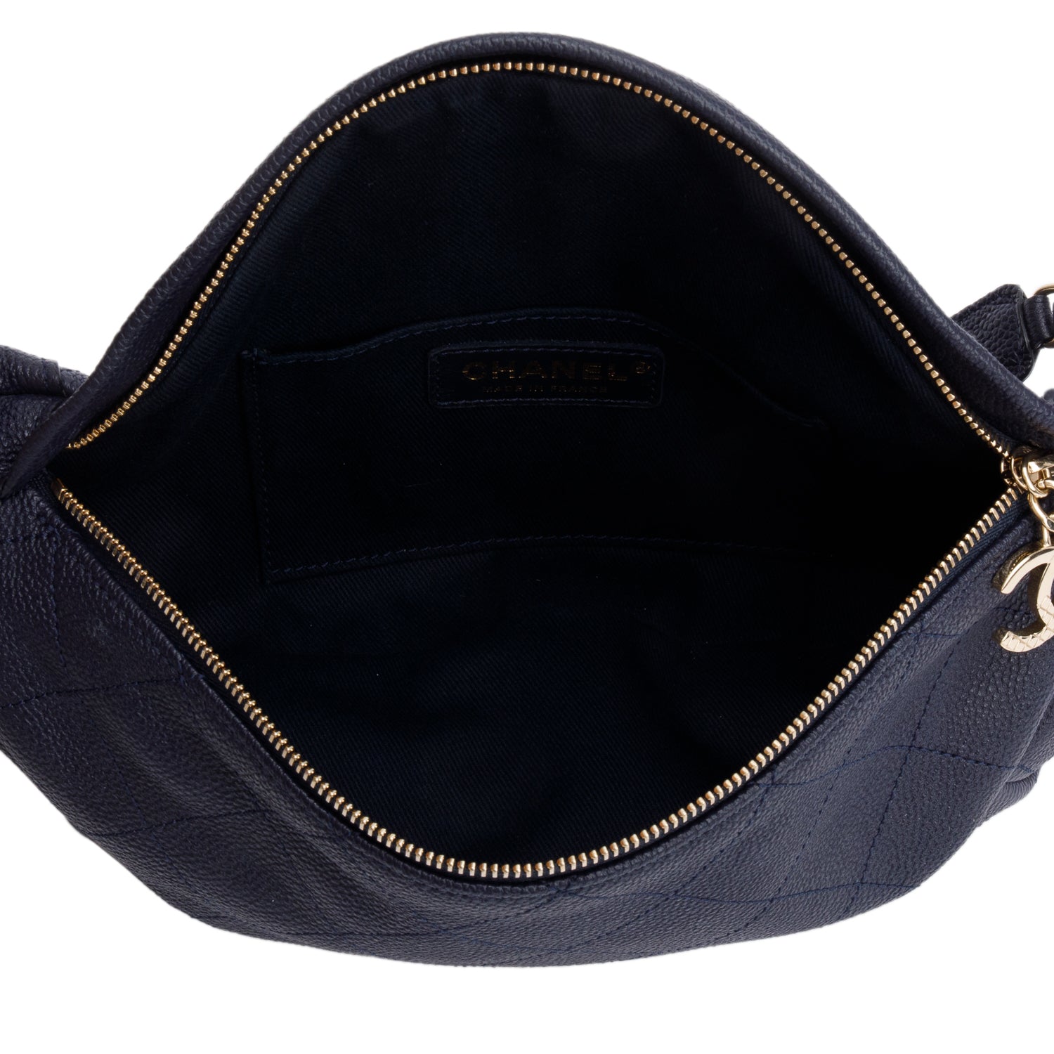 Chanel Navy Calfskin Leather Quilted Banane Waist Bag w/ Box & Authenticity Card