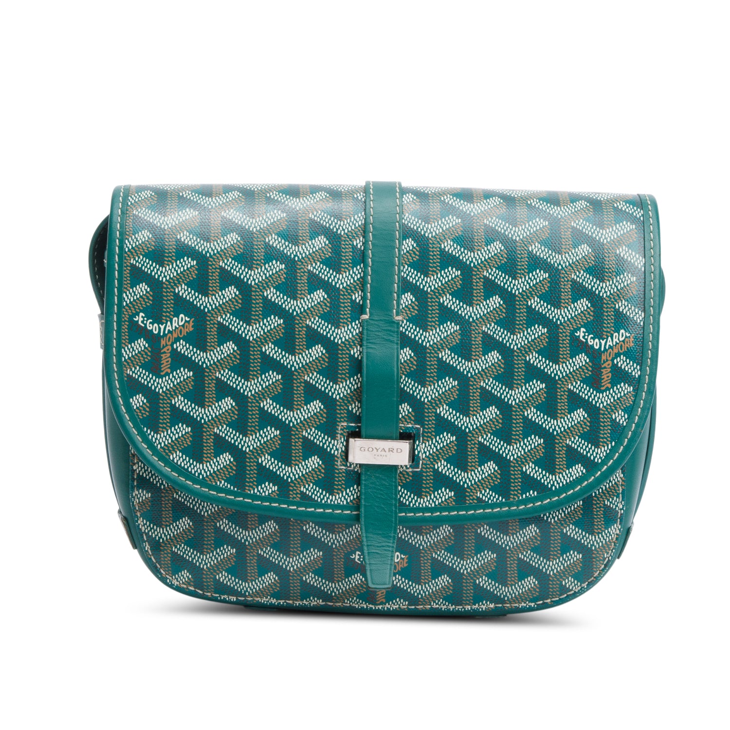 Goyard 2021 Green Leather & Monogram Canvas Belvedere II PM Crossbody Bag