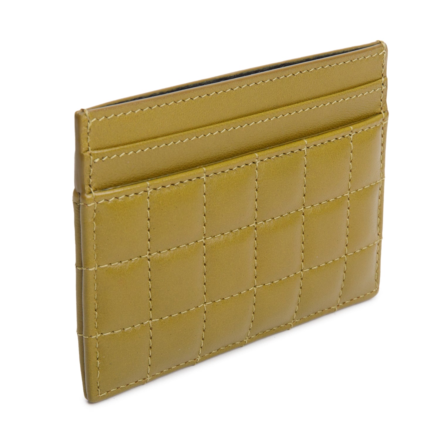 Saint Laurent 2023 Olive Drab Quilted Cassandre Leather Card Case
