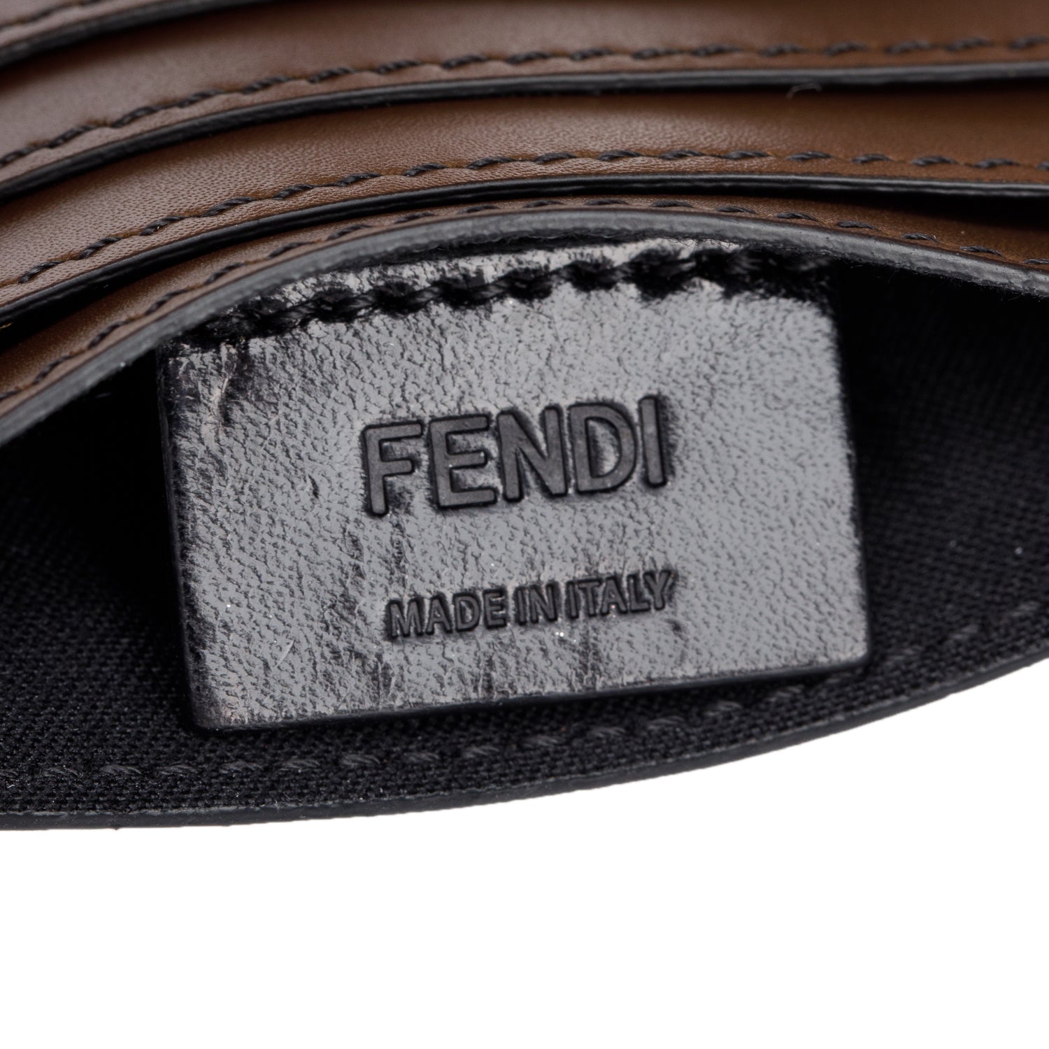 Fendi Brown FF Embossed Leather Card Holder w/ Box