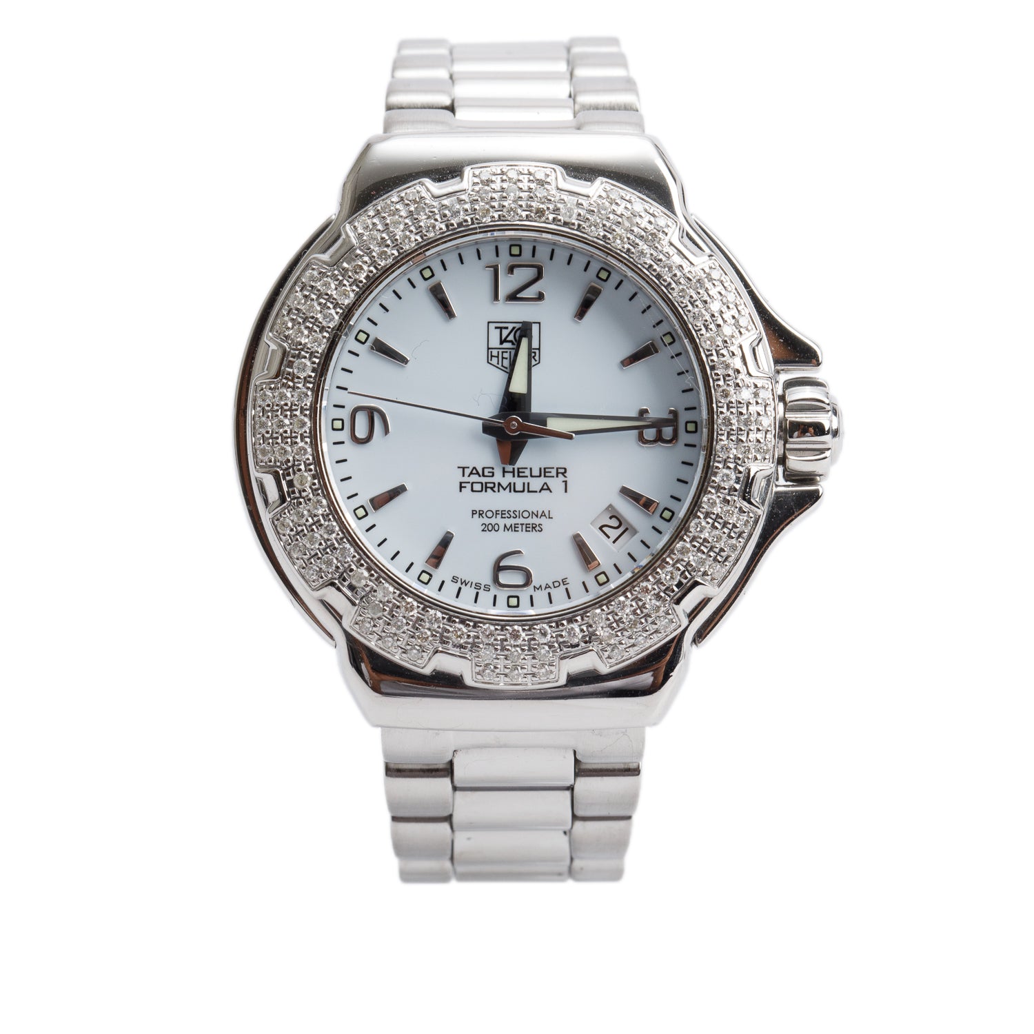 Tag Heuer Stainless Steel Formula 1 Diamond Bezel 37 MM Watch WAC1215
