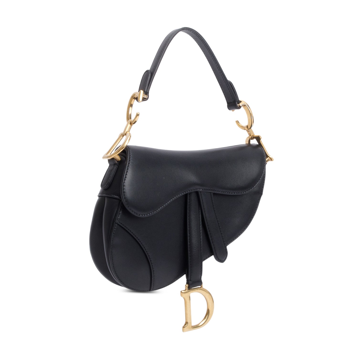 Christian Dior Black Smooth Leather Mini Saddle Bag