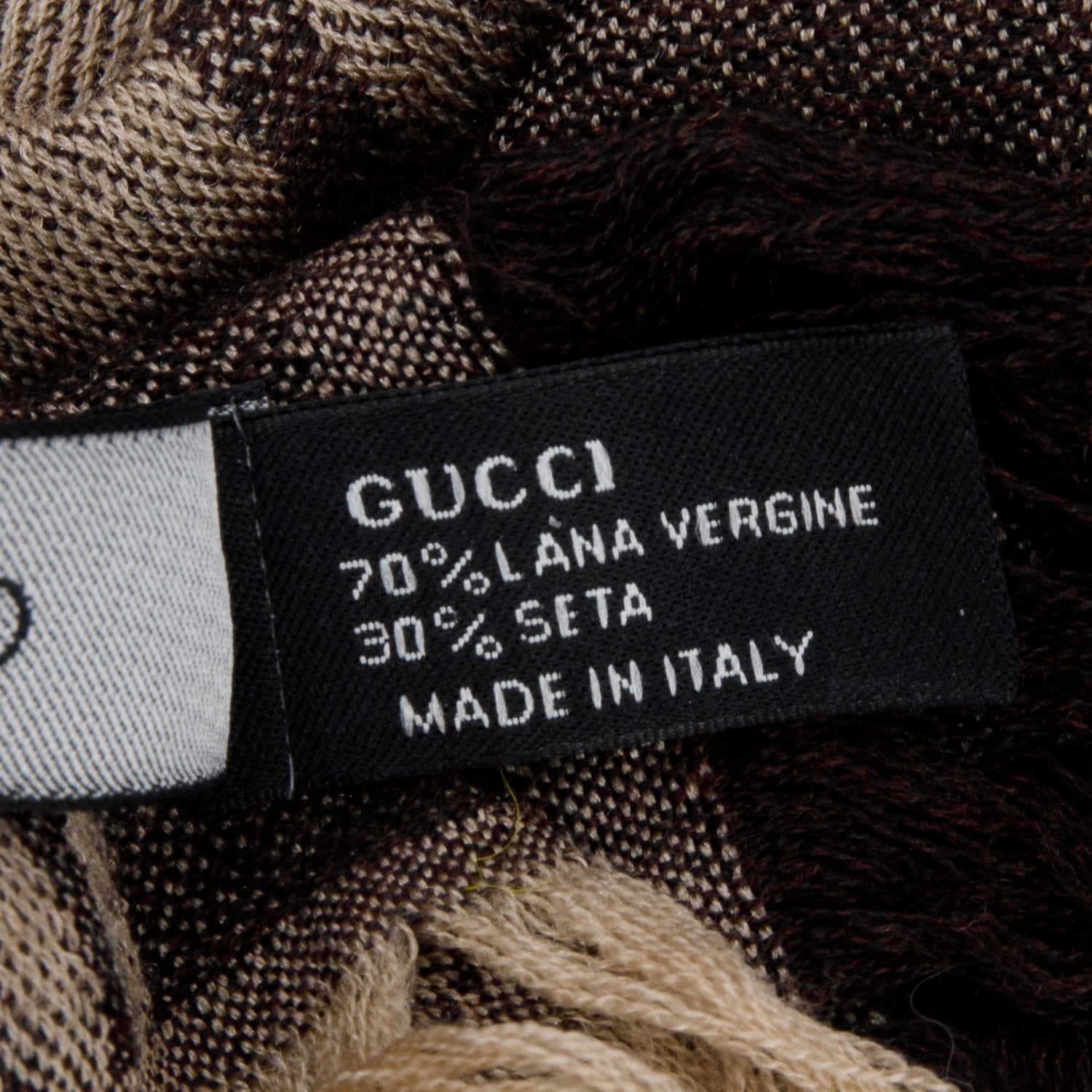 Gucci Brown GG Jacquard Wool Silk Shawl Scarf