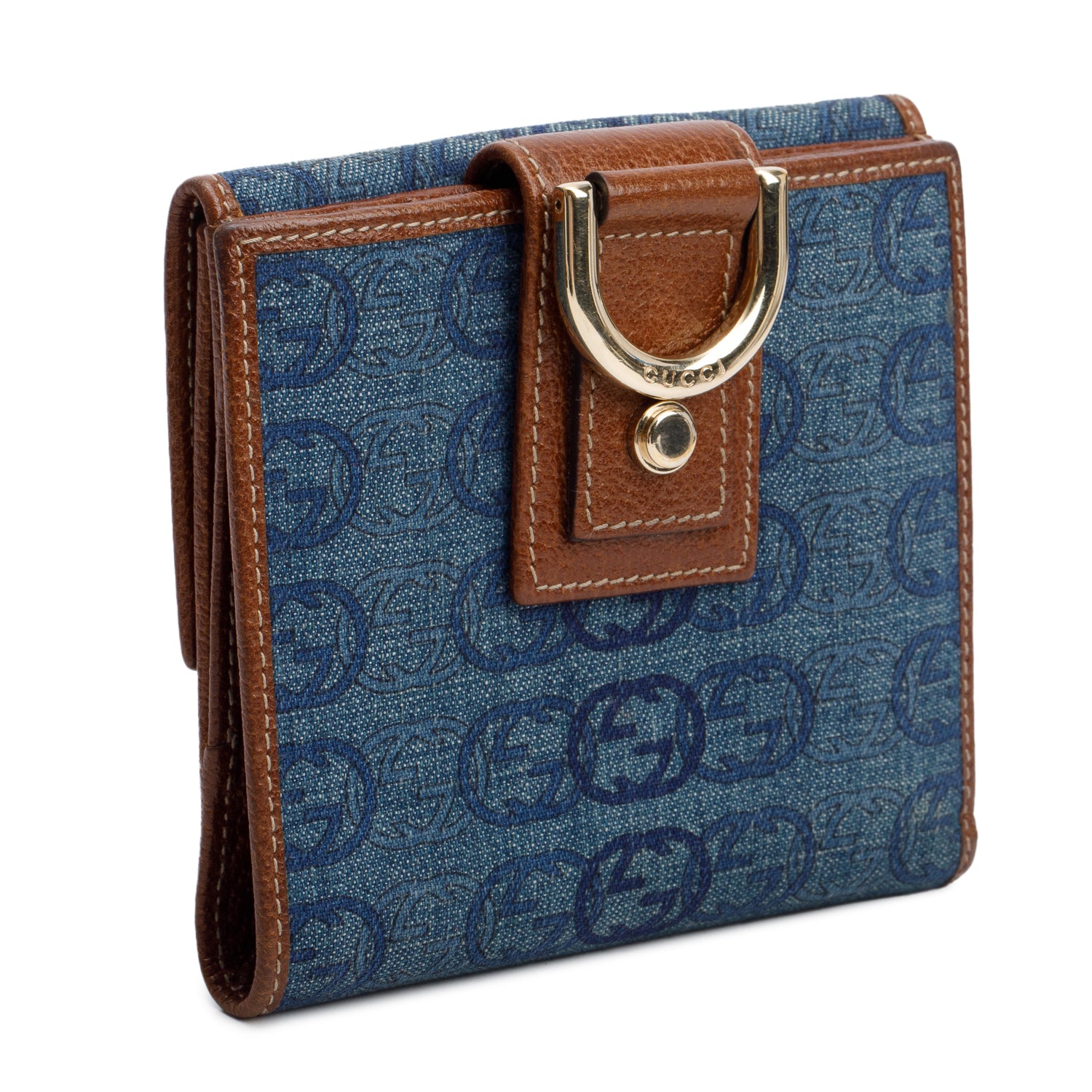 Gucci Blue Denim Abbey Printed Compact Wallet