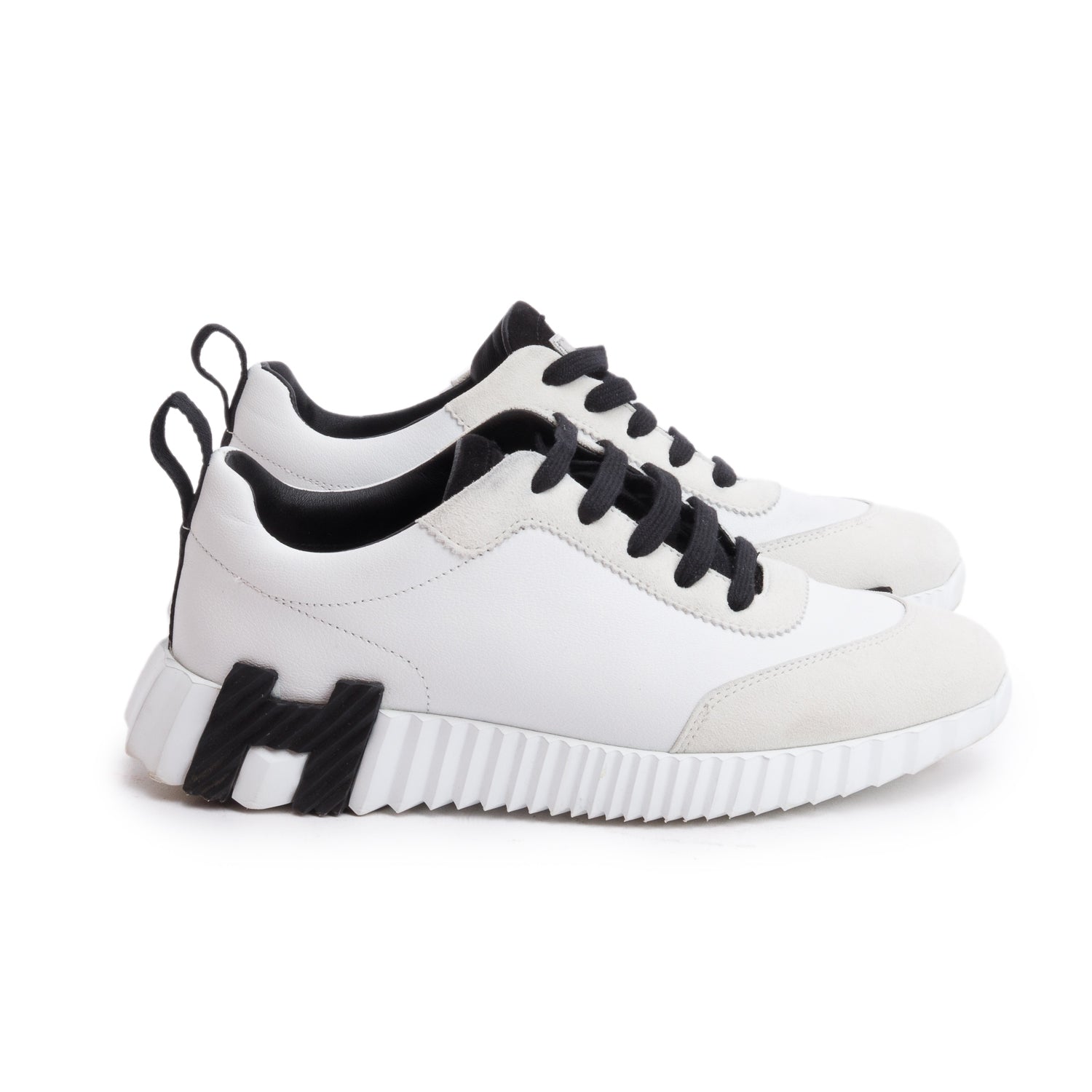 Hermes White Suede Goatskin Bouncing Sneakers, Size 36.5 w/ Box