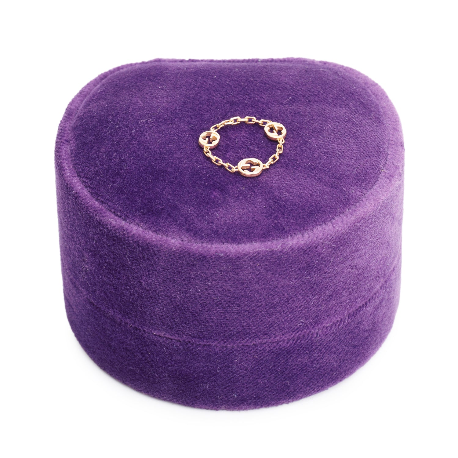 Gucci 18k Yellow Gold Interlocking G Chain Ring, Size 16 6.75 w/ Box