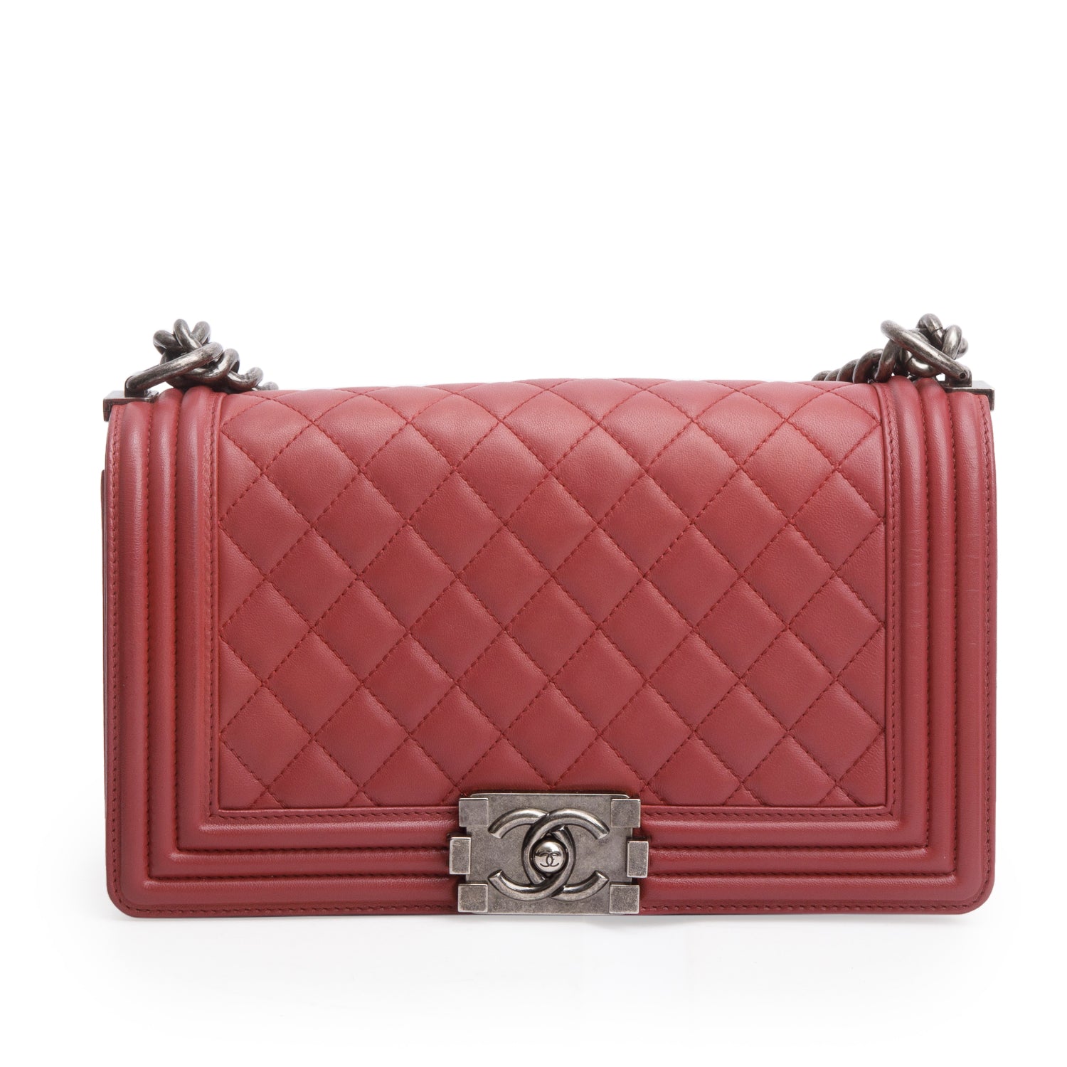 Chanel Pink Quilted Lambskin Leather Medium Boy Bag
