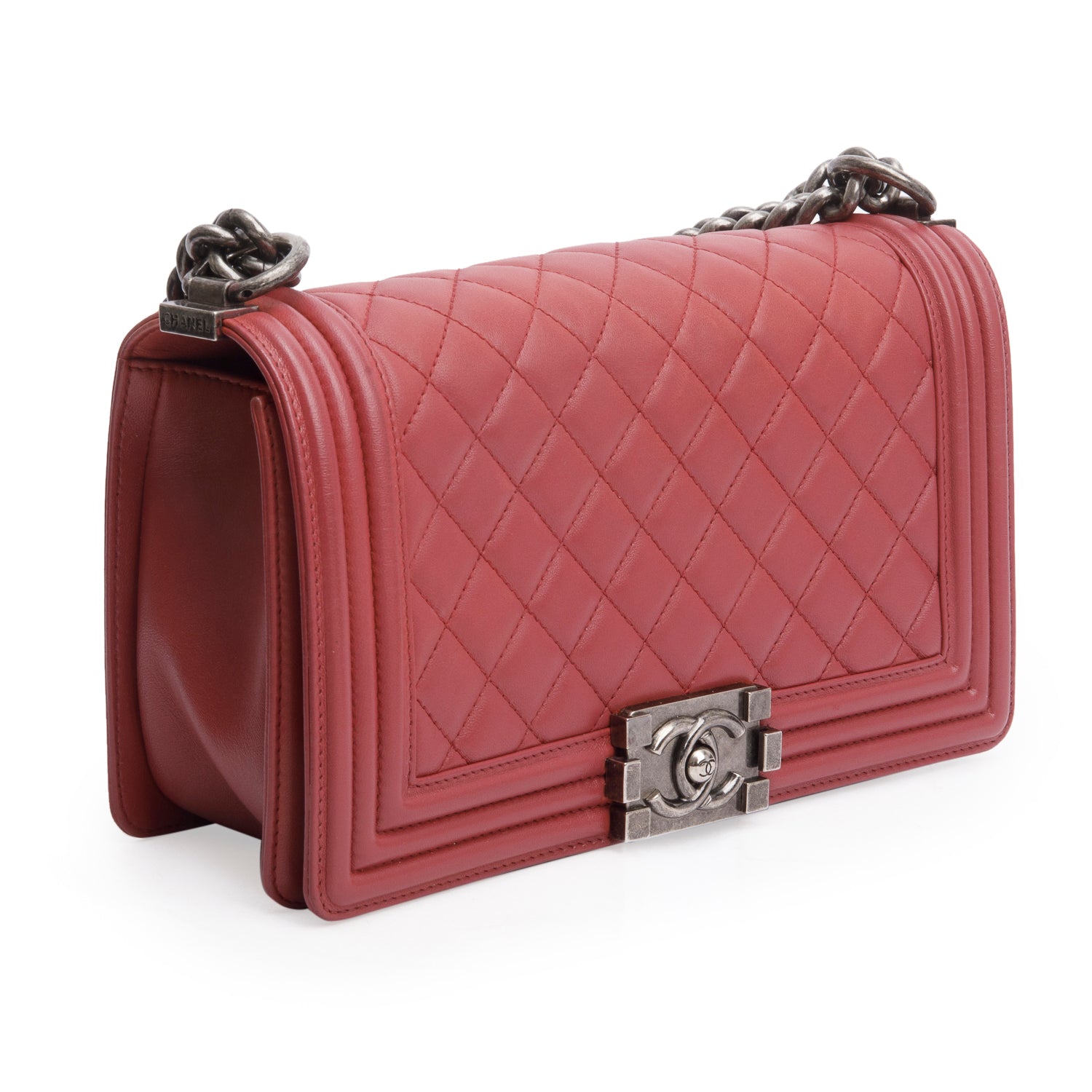 Chanel Pink Quilted Lambskin Leather Medium Boy Bag