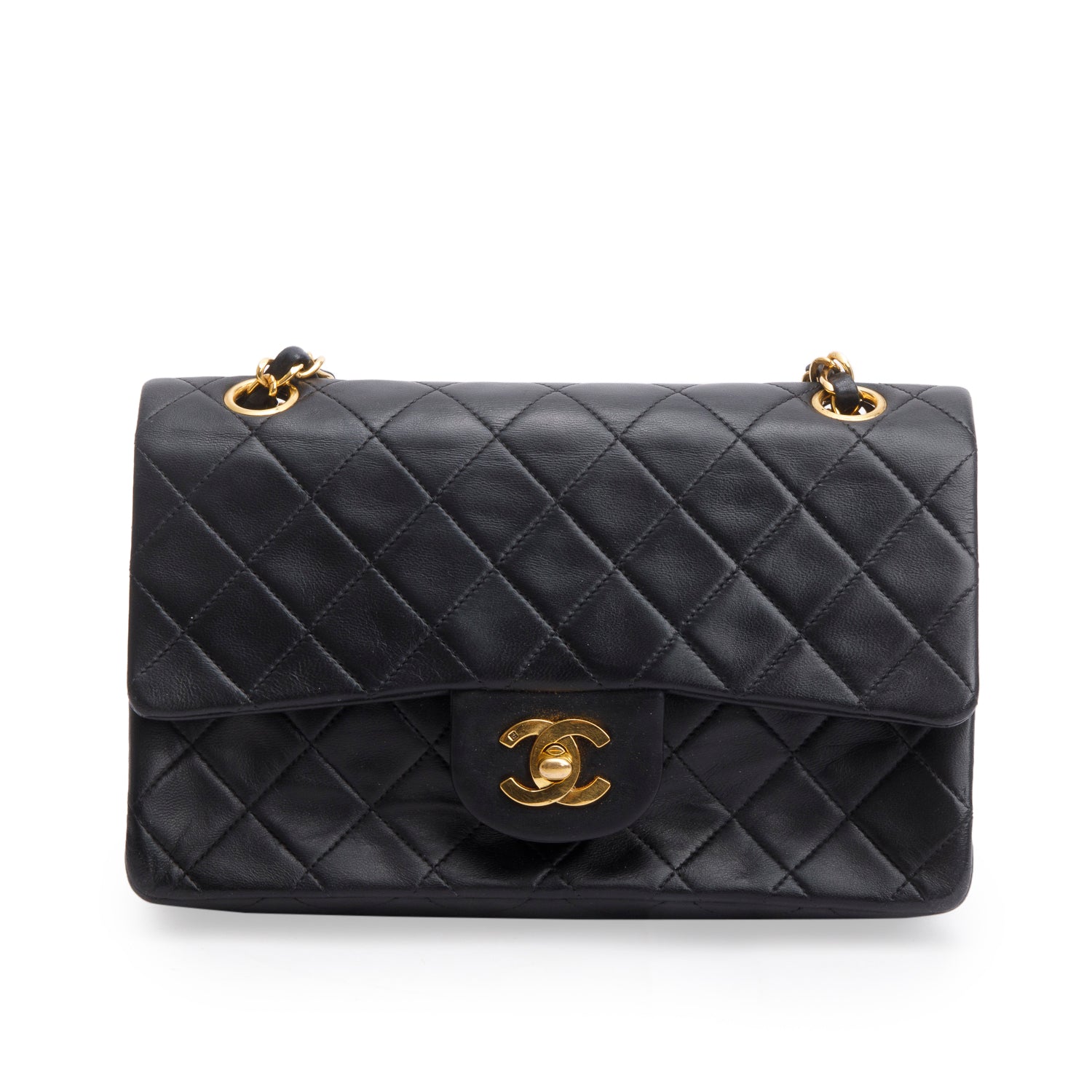 Chanel Vintage Black Lambskin Classic Small Double Flap Bag