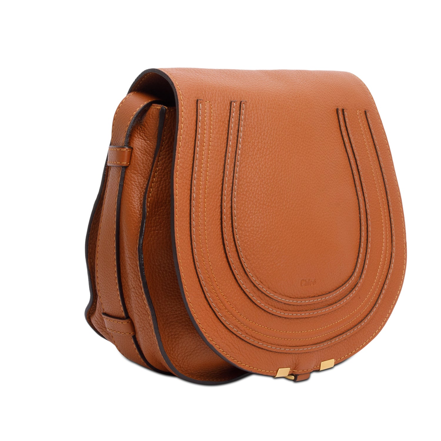 Chloe Brown Calfskin Leather Medium Marcie Crossbody Bag w/ Authenticity Card