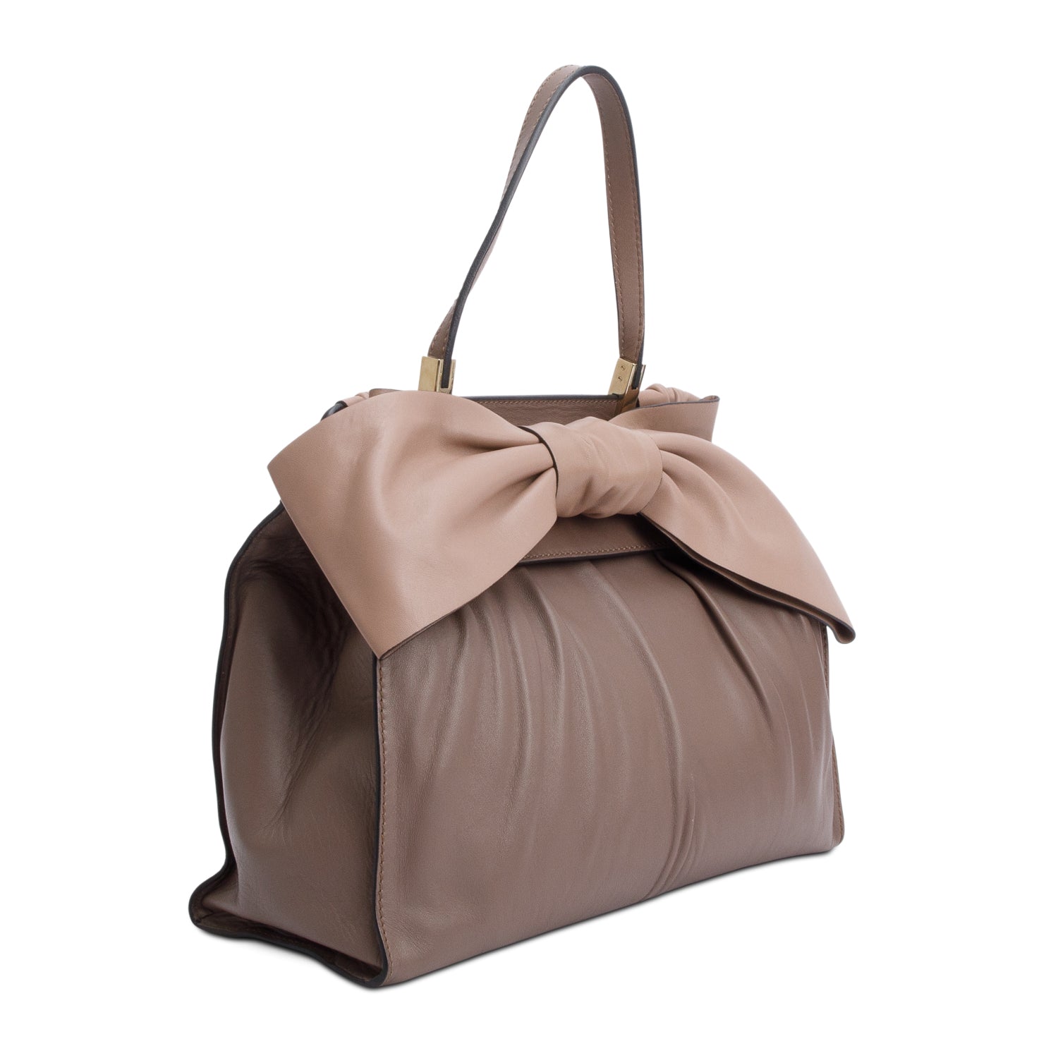 Valentino Taupe/Neutral Calfskin Leather Aphrodite Bow Bag