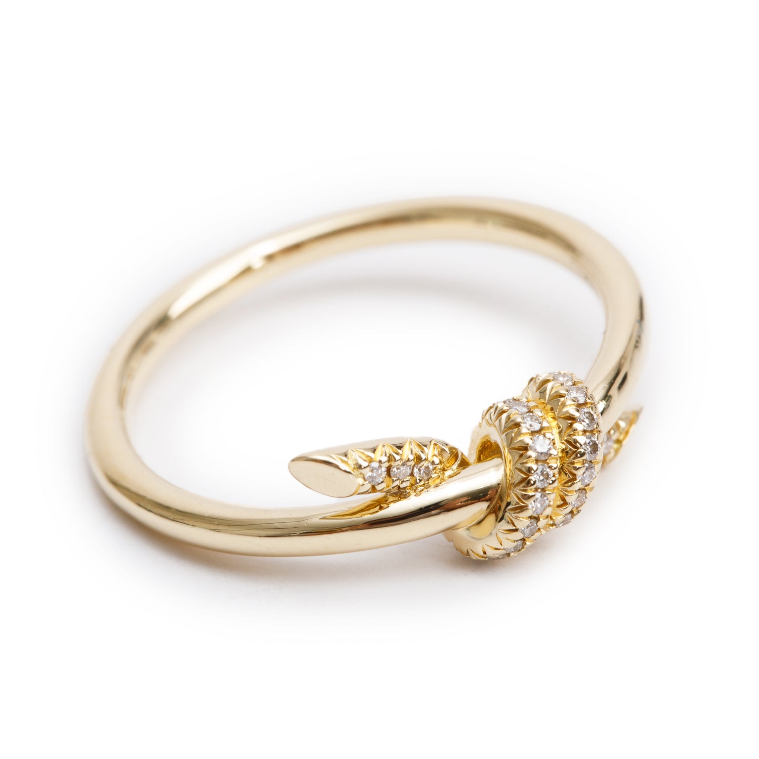 Tiffany & Co. 18k Yellow Gold Diamond Knot Ring, Size 6 w/ Box