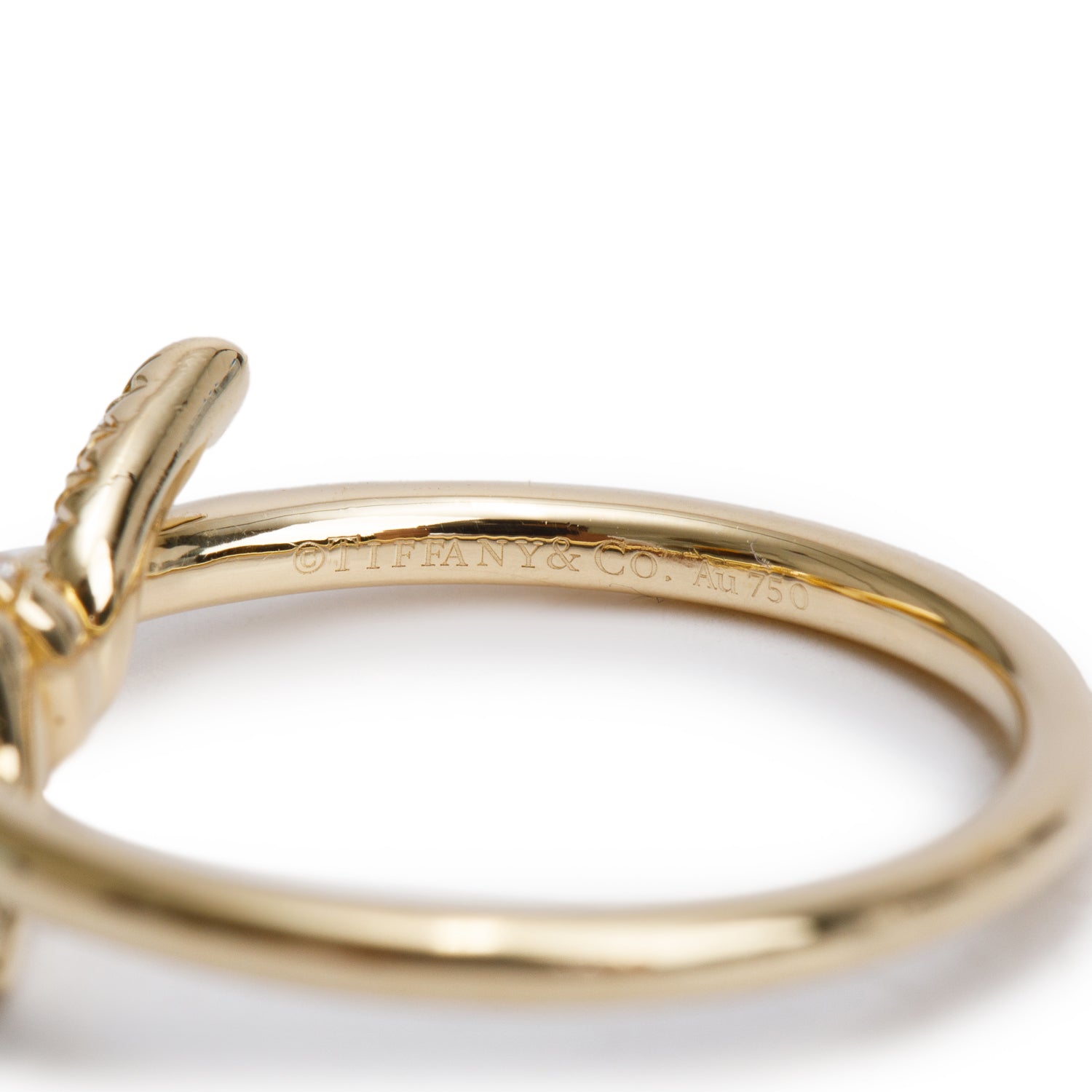 Tiffany & Co. 18k Yellow Gold Diamond Knot Ring, Size 6 w/ Box