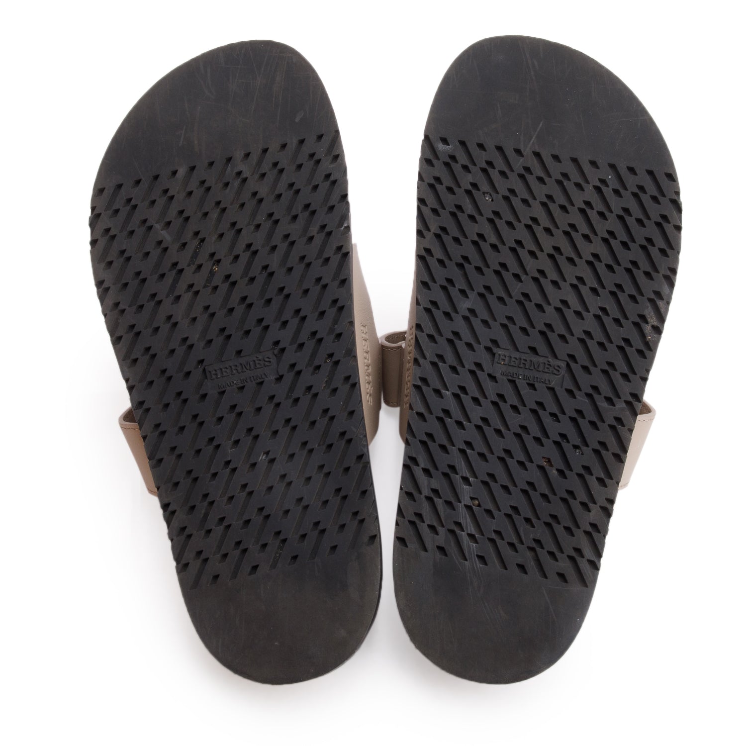 Hermes Beige Mastic Calfskin Leather Chypre Sandals, Size 38 w/ Box