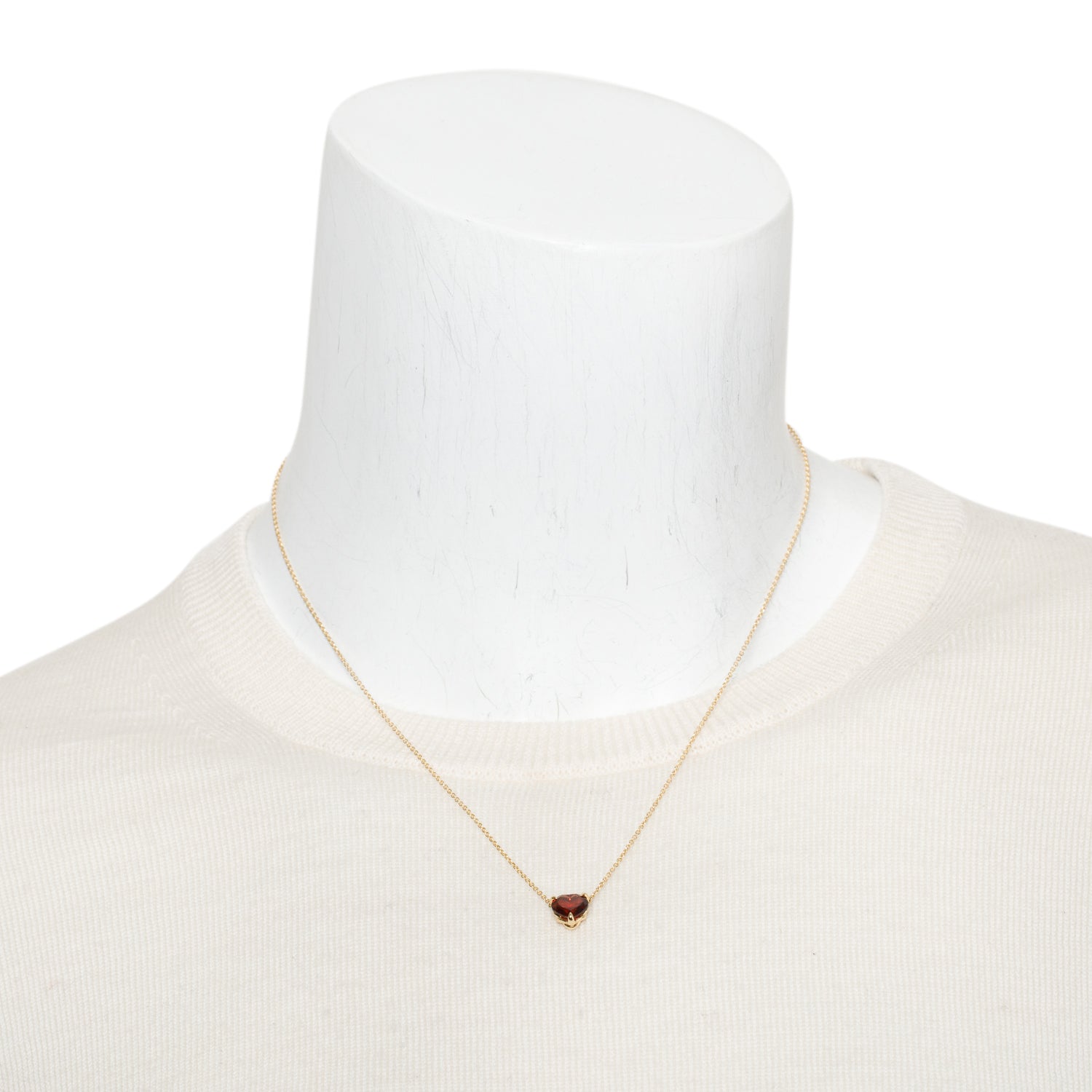 David Yurman 18k Yellow Gold & Garnet Chatelaine Heart Pendant Necklace, 8 MM