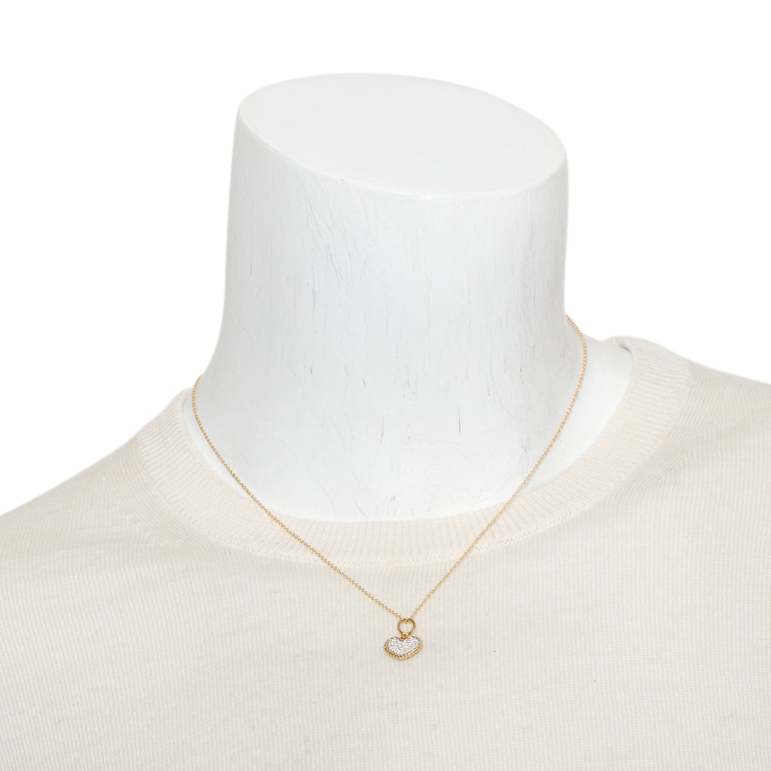 David Yurman 18k Yellow Gold Pave Diamond Cable Collectibles Plate Heart Pendant Necklace, 11.5 MM  w/ Box