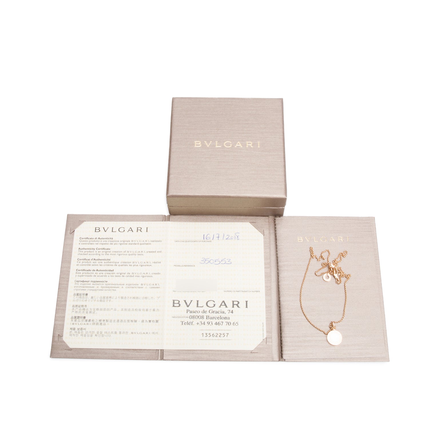 BVLGARI BVLGARI 18k Rose Gold Mother of Pearl Pendant Necklace w/ Box & Certificate