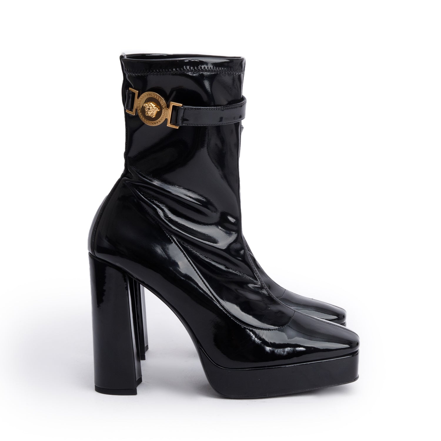 Versace Black Ecovernice Medusa Stretch Bootie, Size 41 w/ Box