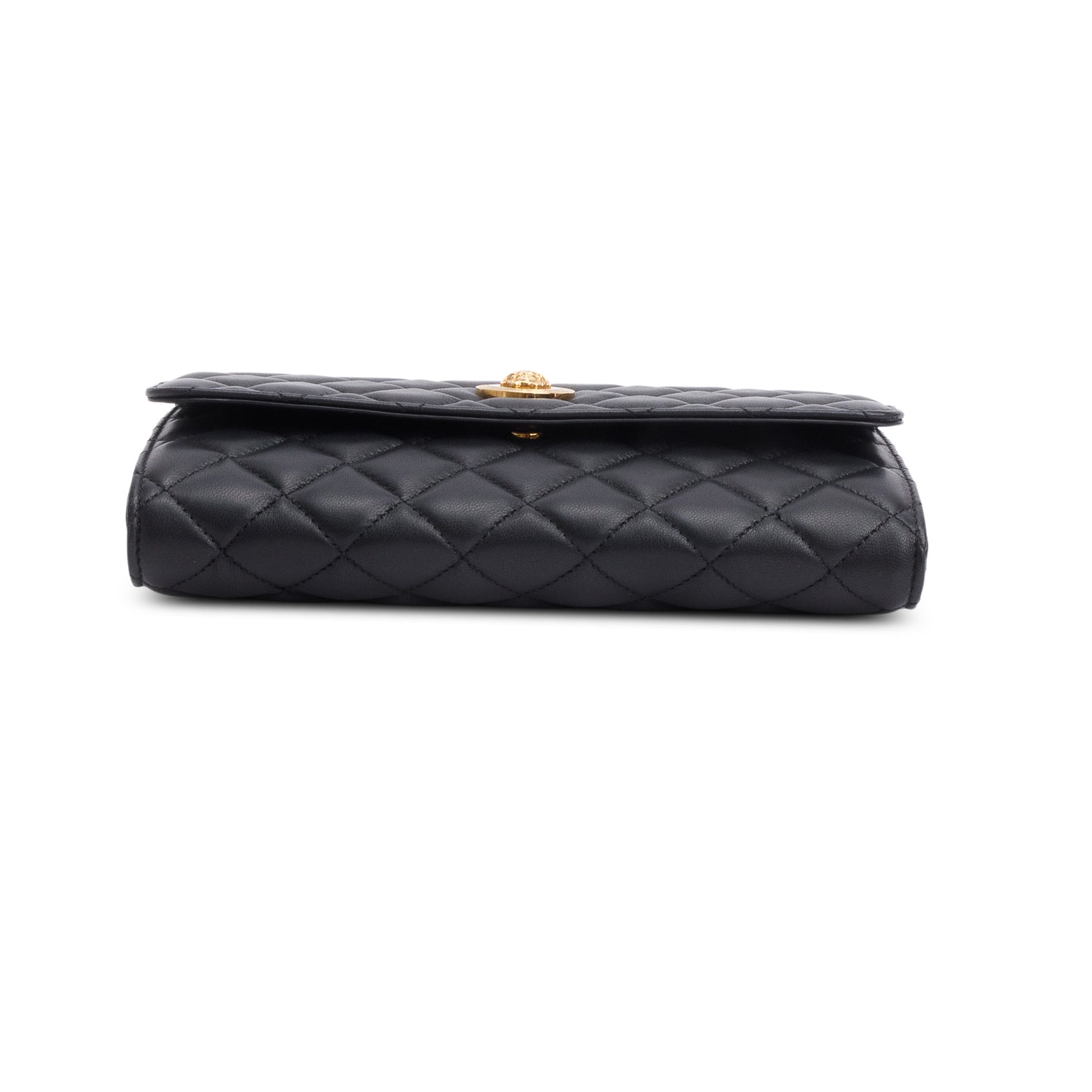 Versace Black Quilted Nappa Leather Medusa Wallet On Chain