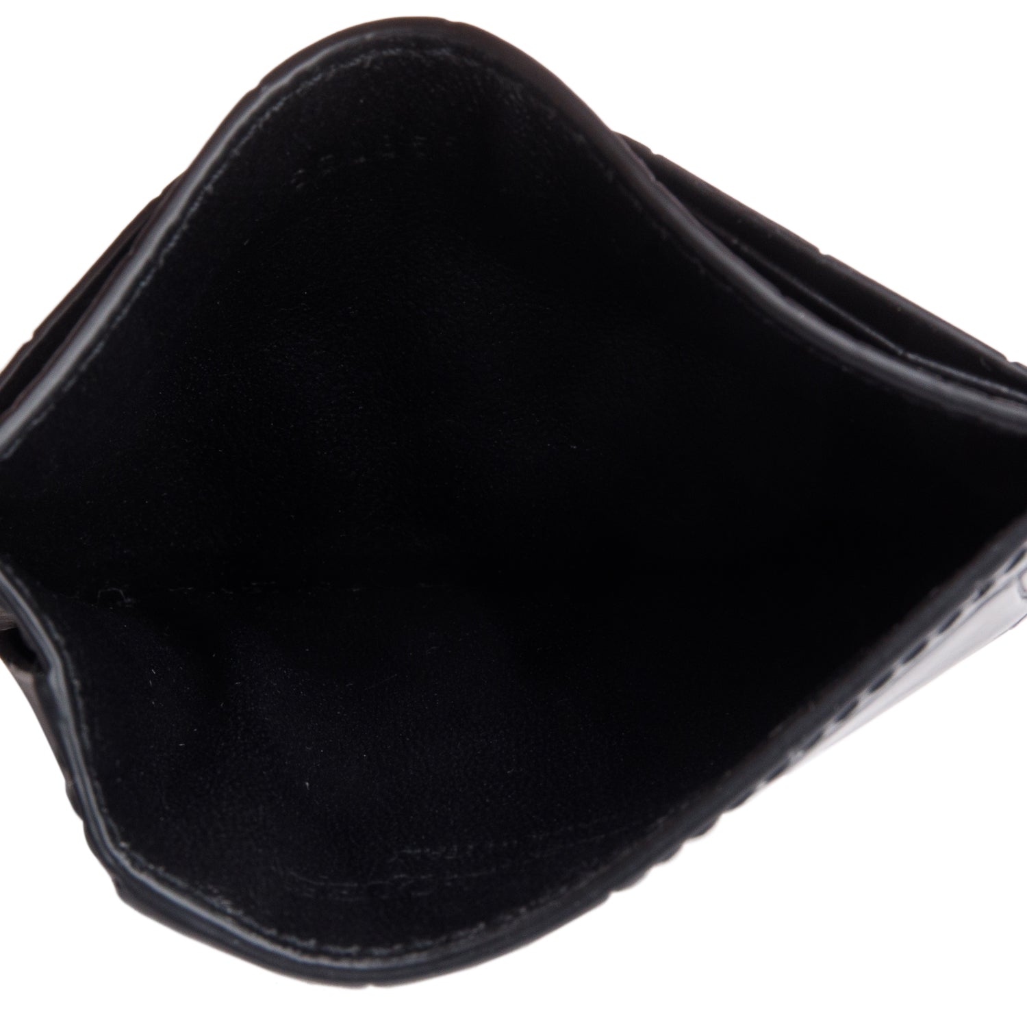 Alexander McQueen Black Croc Embossed Leather Skull Card Holder