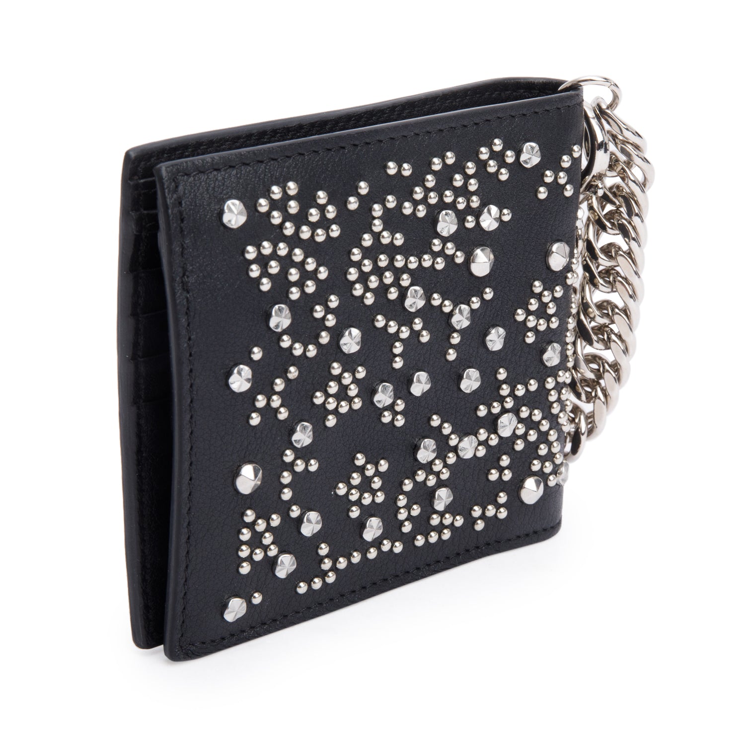 Alexander McQueen Black Leather Studded Bi-Fold Wallet