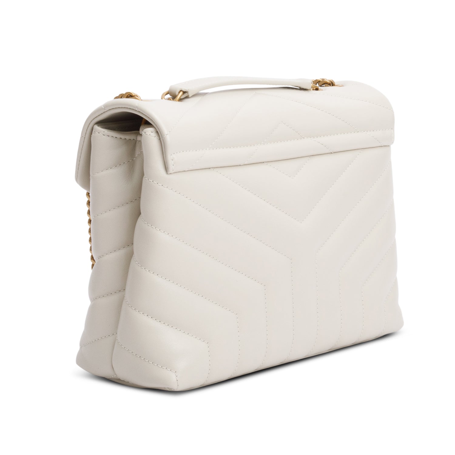Saint Laurent 2021 White Quilted Leather Small Loulou Shoulder Bag