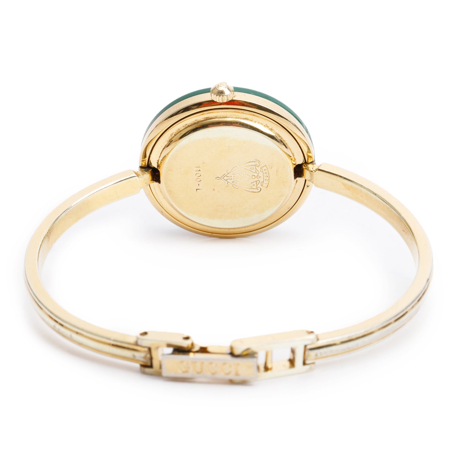 Gucci Gold Plated Stainless Steel 1100 Series 26MM Watch w/ Box & 12 Multicolour Interchangeable Bezels