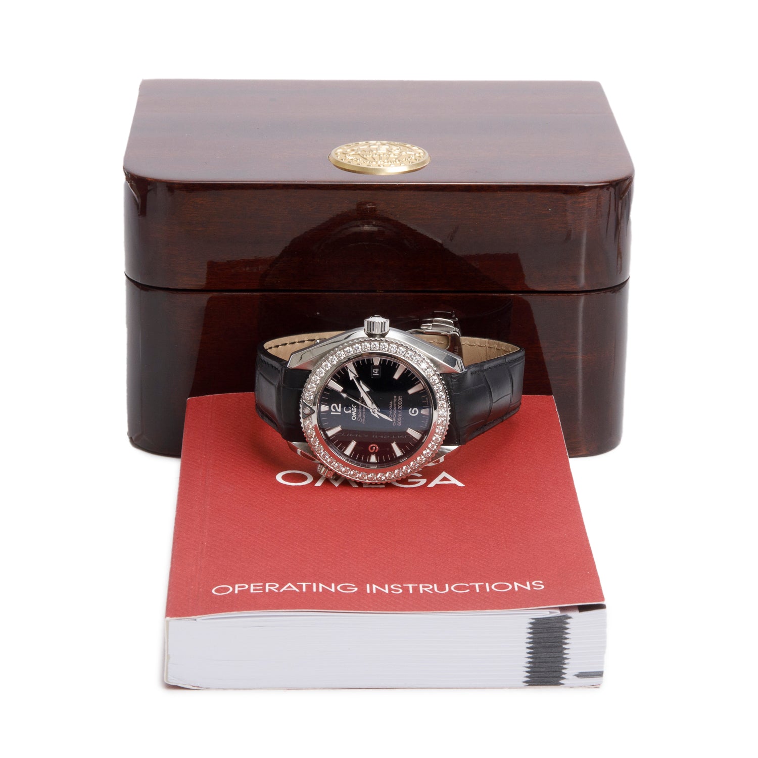 Omega Stainless Steel Diamond Bezel Seamaster Planet Ocean 600M 42 MM Watch w/ Box & Papers