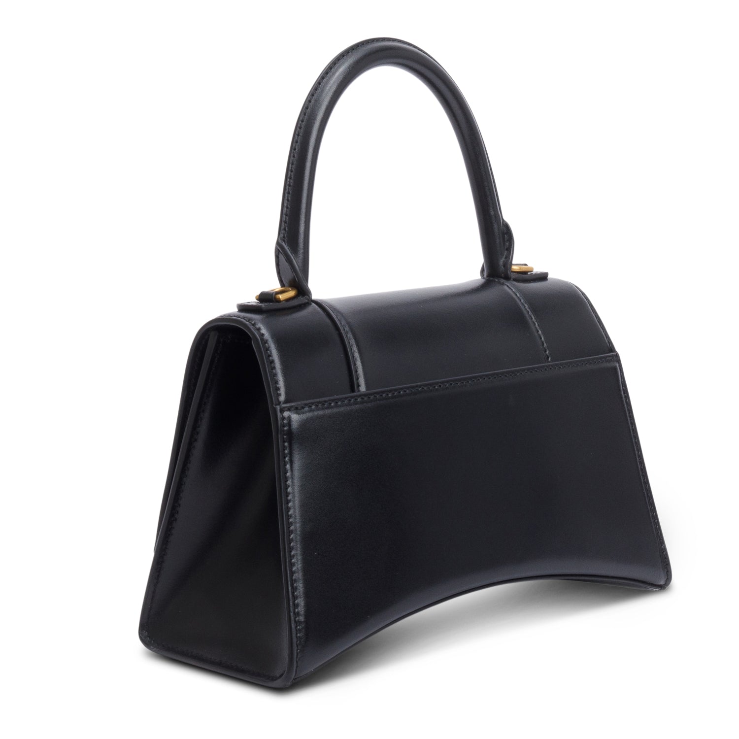 Balenciaga Black Smooth Leather Small Hourglass Top Handle Bag