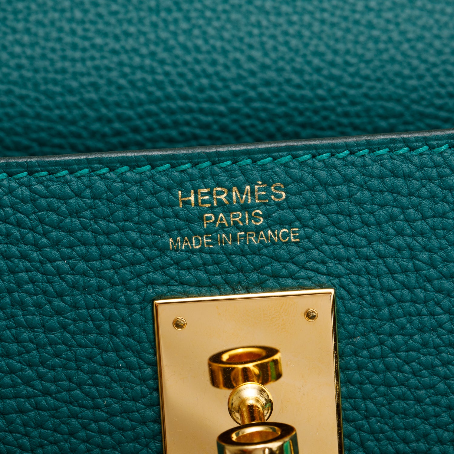 Hermes Malachite Togo Kelly Retourne 35 w/ Strap & Box