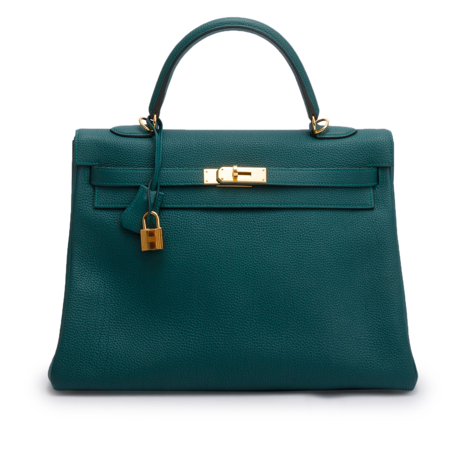 Hermes Malachite Togo Kelly Retourne 35 w/ Strap & Box