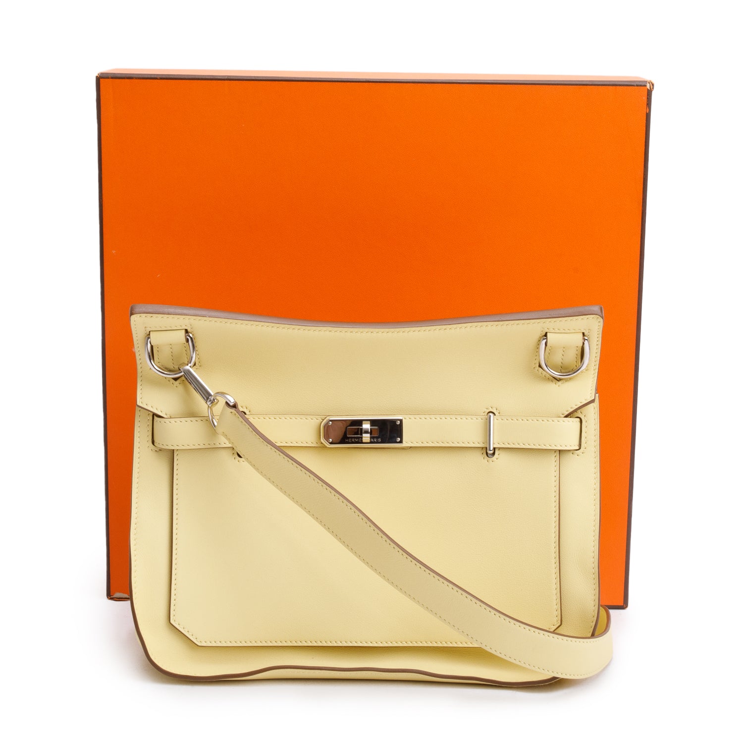 Hermes Jaune Poussin Swift Leather Jypsiere 28  w/ Strap & Box
