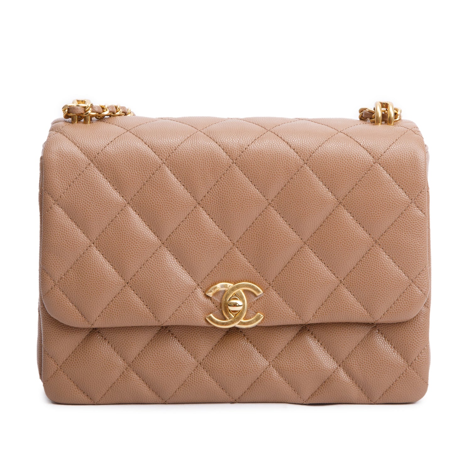 Chanel Brown Caviar Leather Small Coco First Flap Bag w/ Box