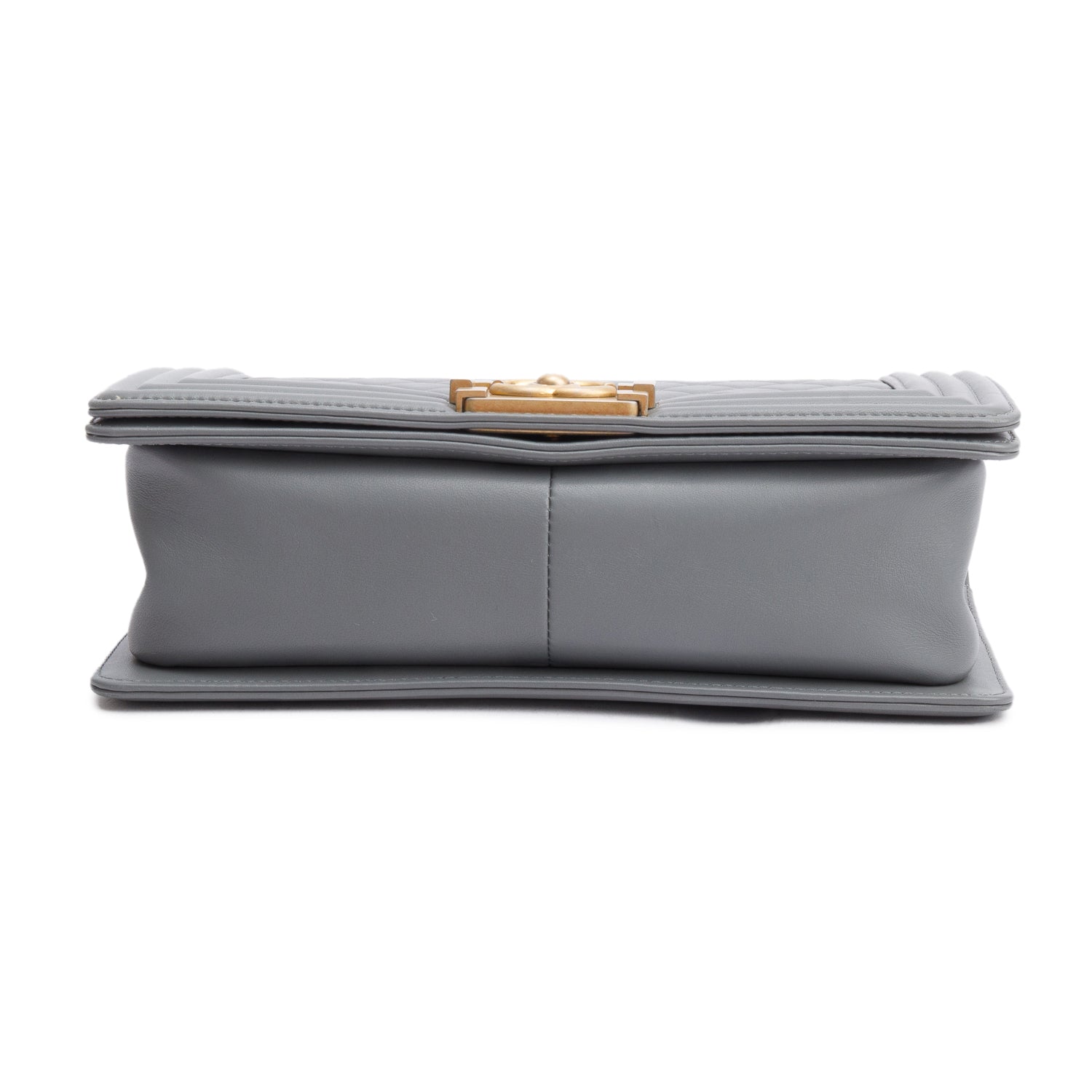 Chanel Grey Quilted Lambskin Leather Medium Boy Bag