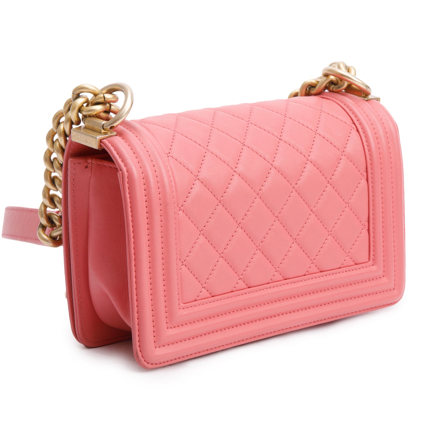 Chanel Pink Lambskin Leather Small Boy Bag