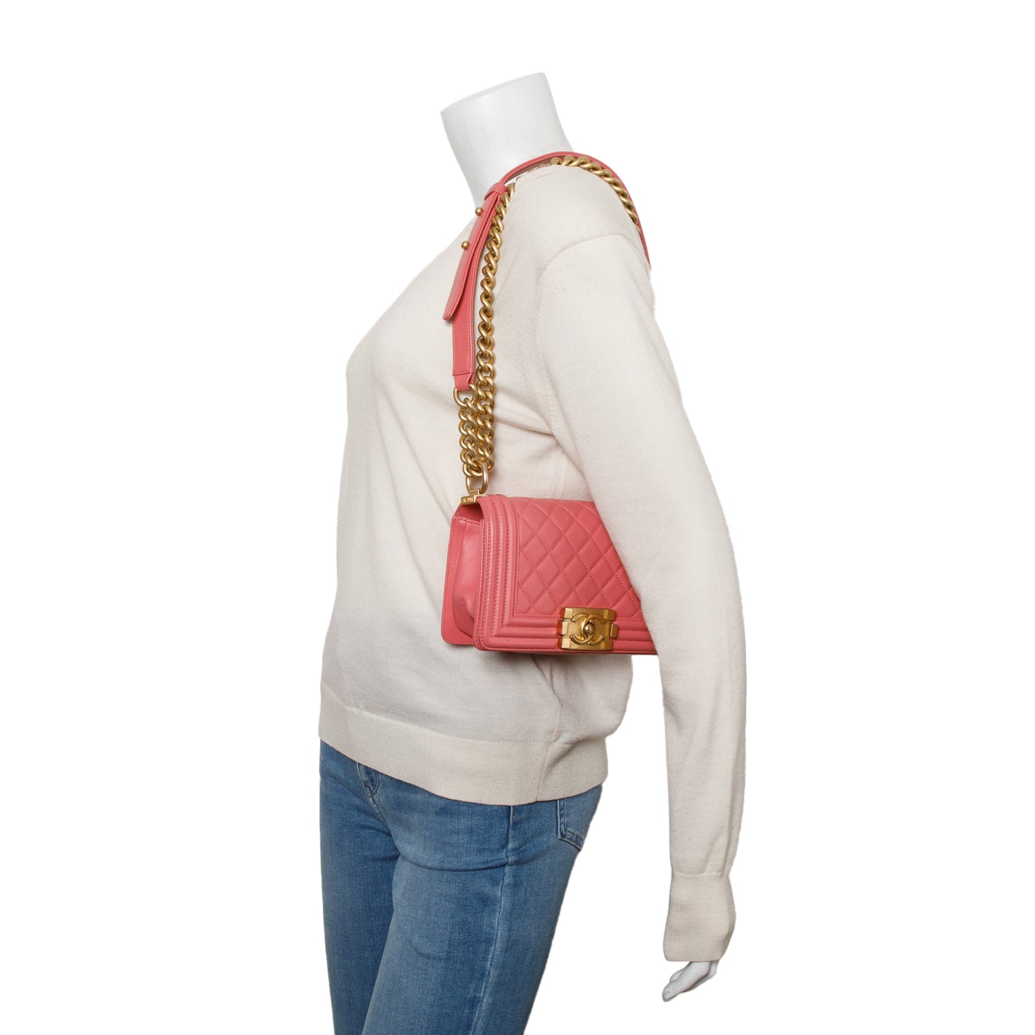 Chanel Pink Lambskin Leather Small Boy Bag