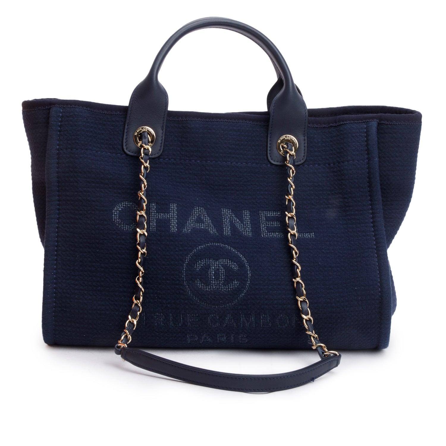 Chanel Navy Mixed Fibers Small Deauville Tote w/ Pouch