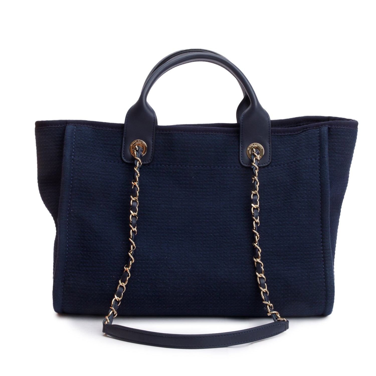 Chanel Navy Mixed Fibers Small Deauville Tote w/ Pouch