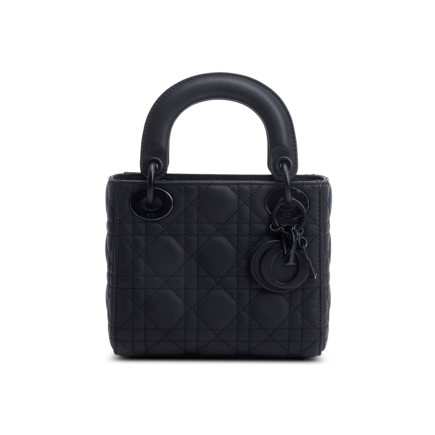 Christian Dior 2020 Black Ultramatte Cannage Leather Mini Lady Dior Bag w/ Strap, Box & Authenticity Card