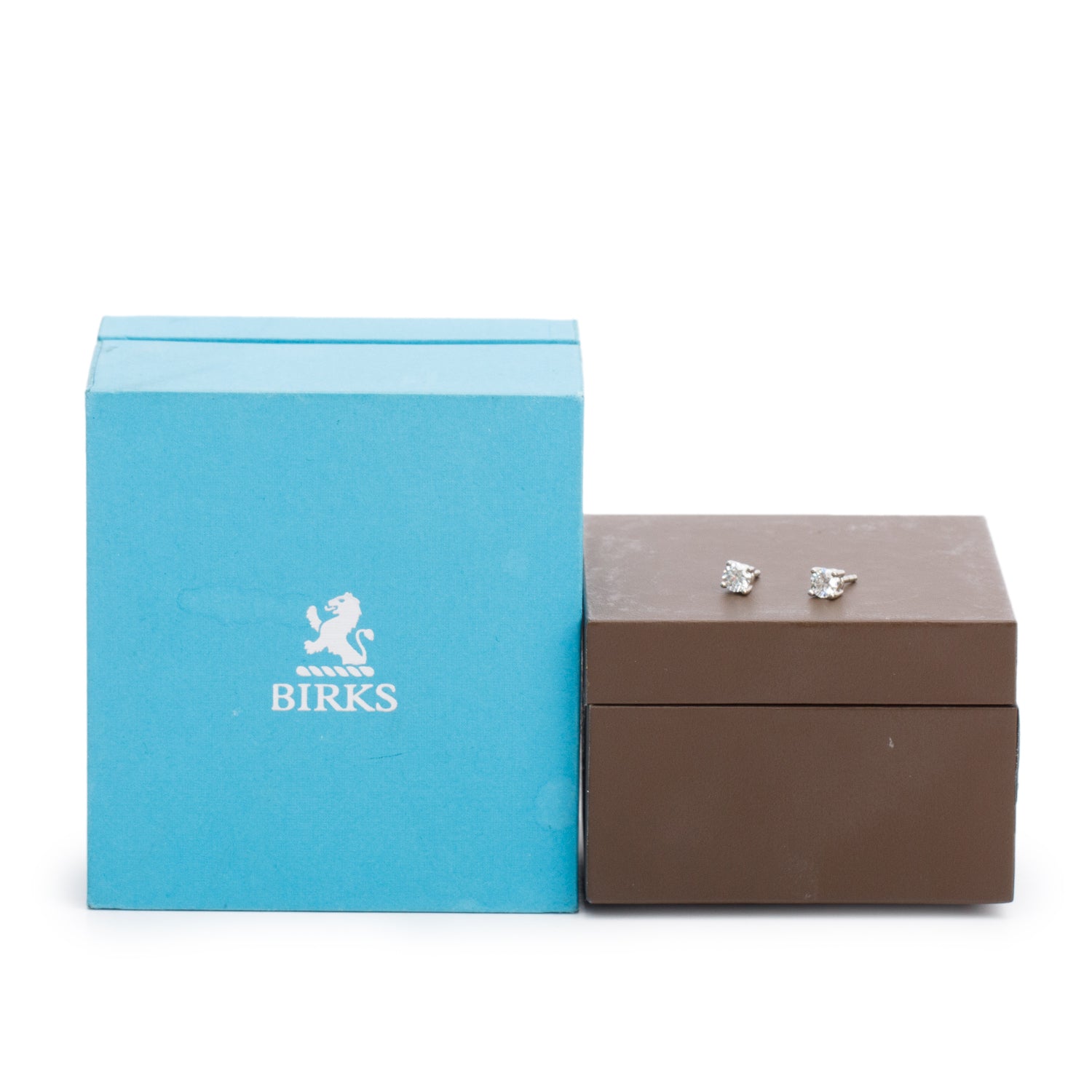 Birks 18k White Gold 0.70 tcw Diamond Stud Earrings w/ Box