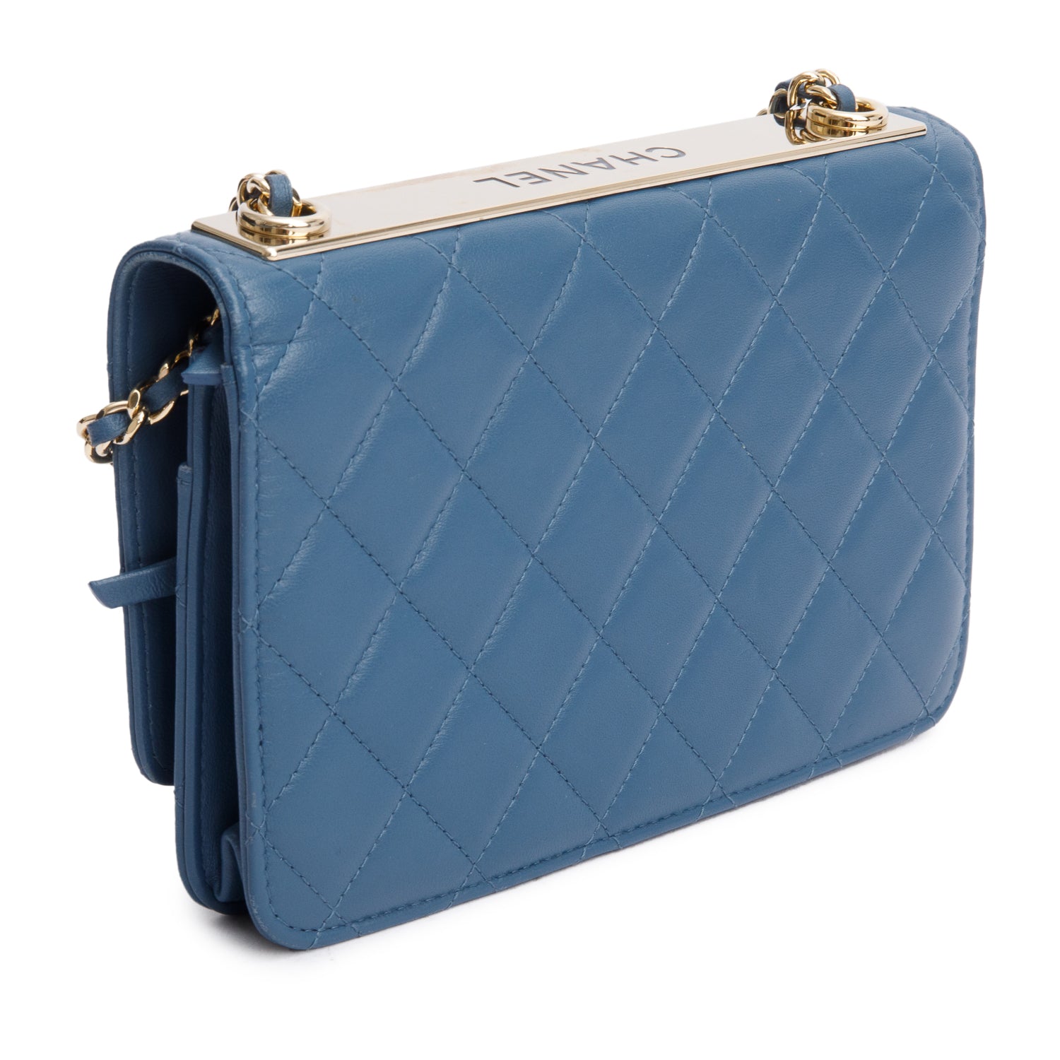 Chanel Blue Lambskin Leather Trendy CC Wallet on Chain w/ Box