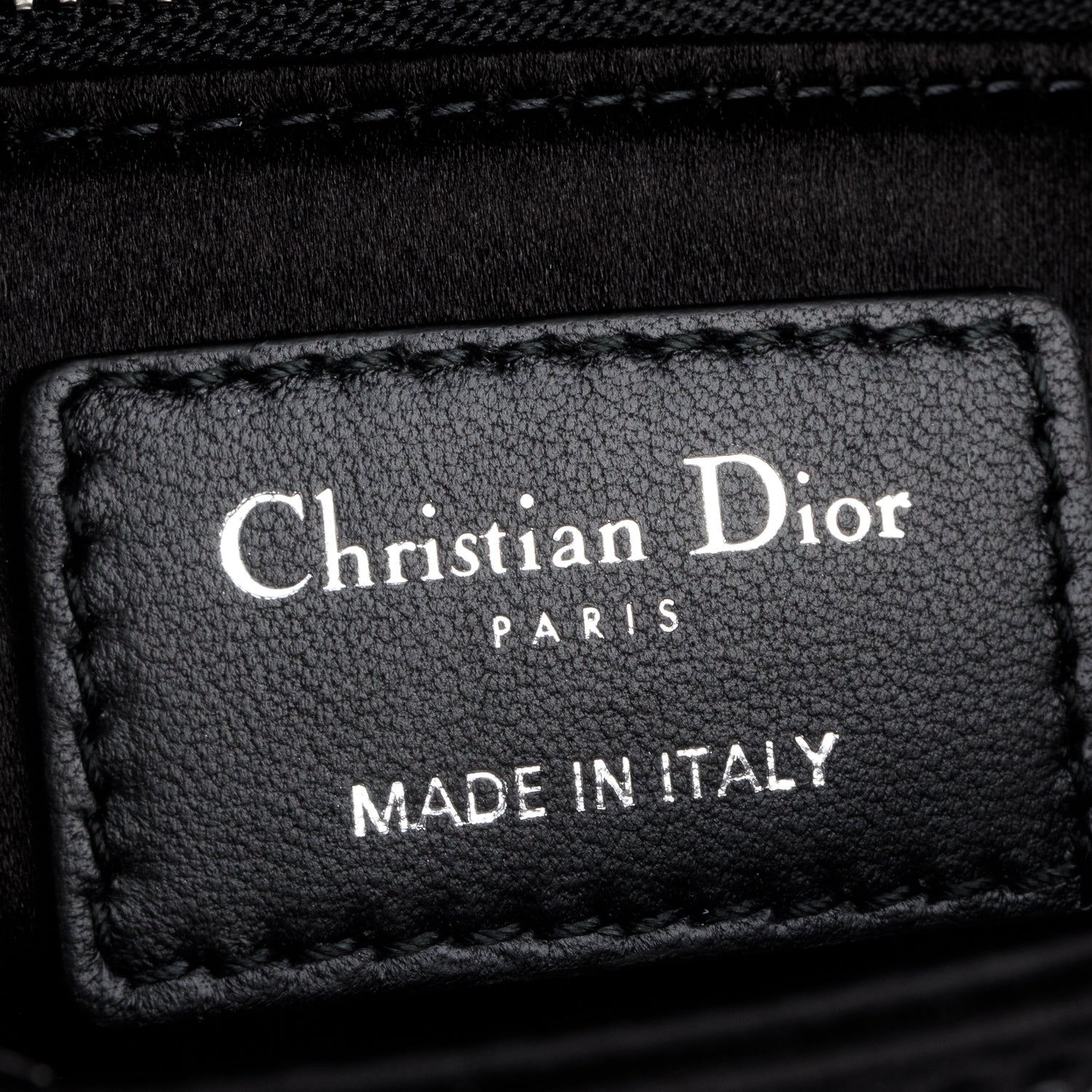 Christian Dior 2020 Black Strass Cannage Satin Mini Lady Dior Bag w/ Strap & Authenticity Card