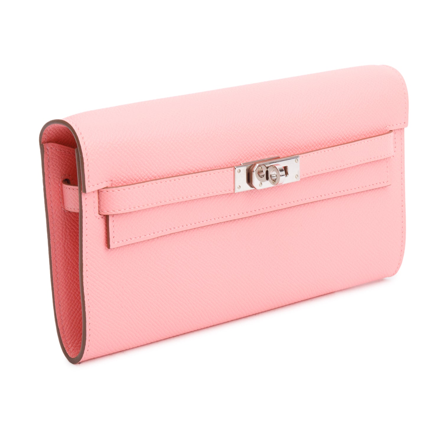 Hermes 2023 Rose Azalee Epsom Leather Kelly Wallet To Go w/ Strap