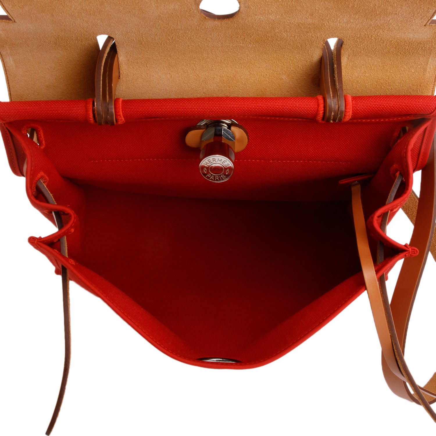 Hermes Rouge Garance Toile H Vache Hunter Herbag Zip 31 w/ Pouch