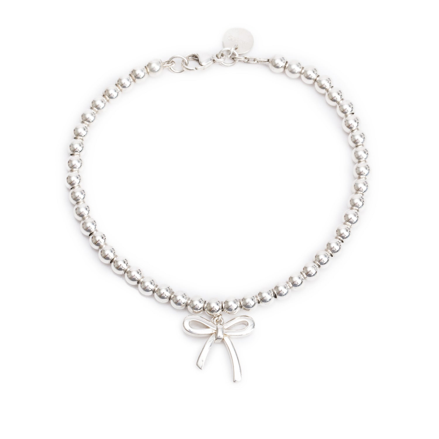 Tiffany & Co. Sterling Silver Mini Bow 4 MM Bead Bracelet