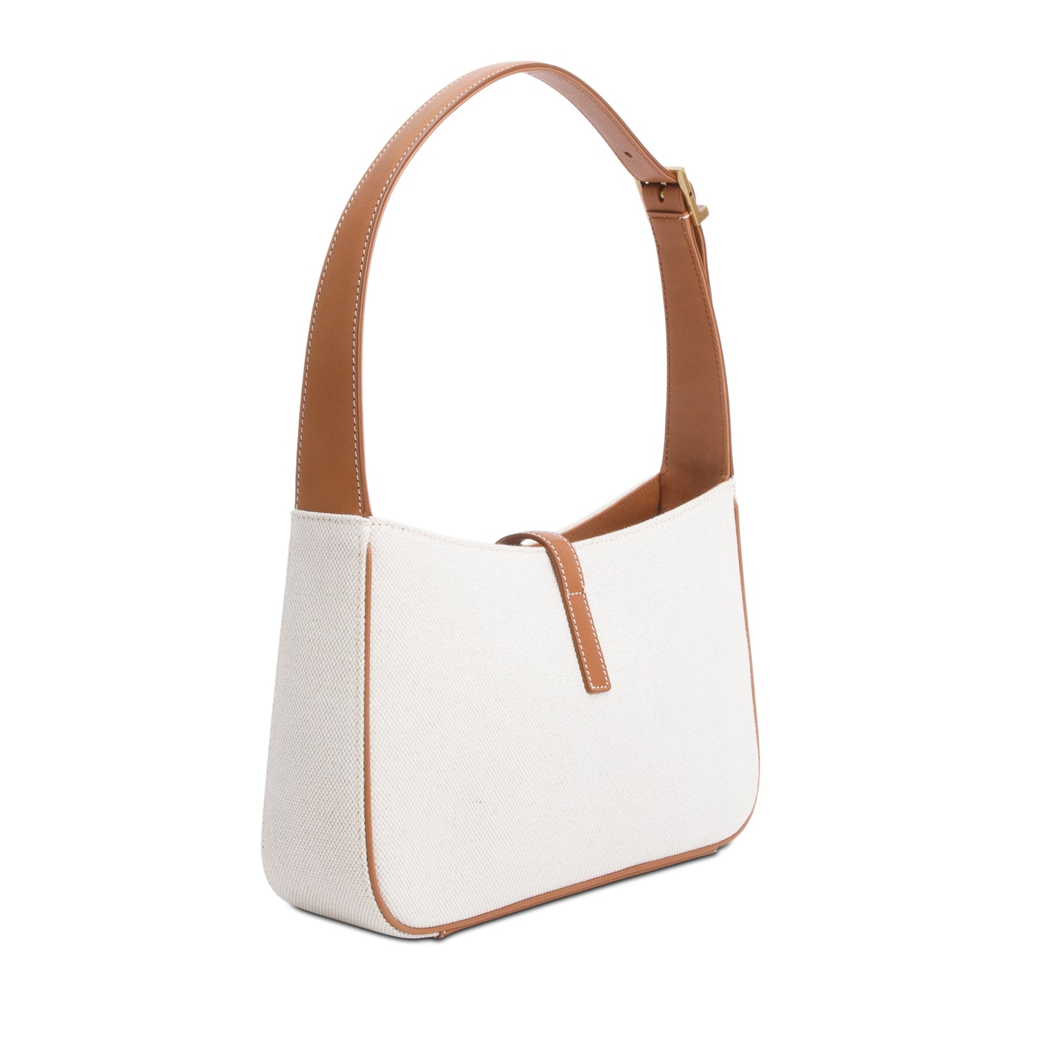 Saint Laurent 2022 White Canvas and Leather Le 5 a 7 Bag