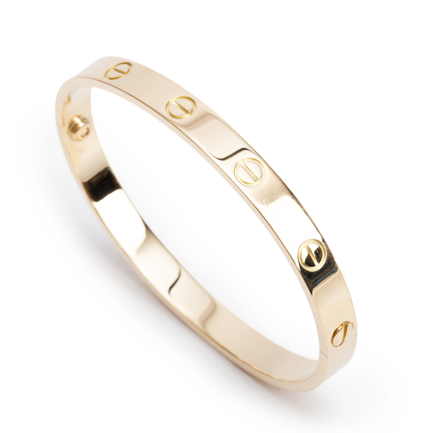 Cartier 18k Yellow Gold Love Bracelet, Classic Model, Size 17 w/ Box & Receipt